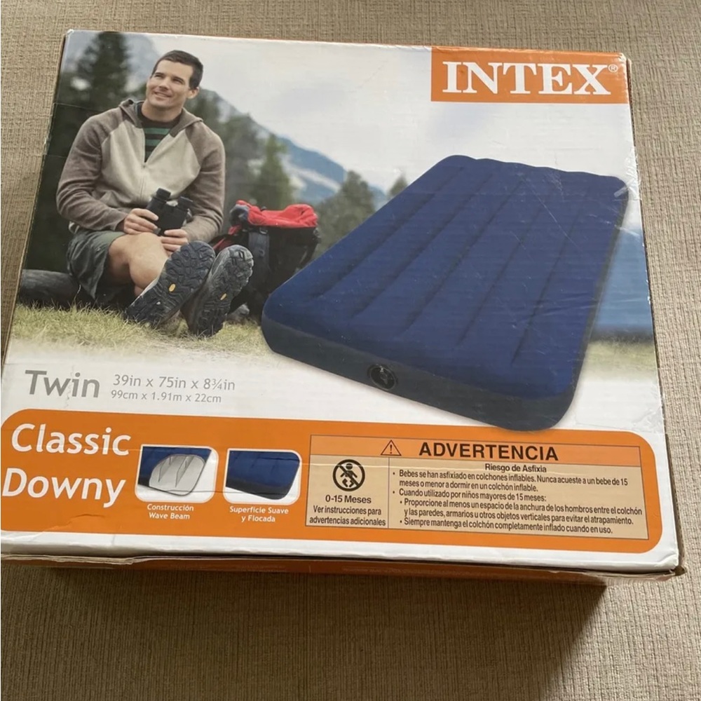 New Intex Twin Size Classic Downy Inflatable Air Bed Mattress 68757WA (B…
